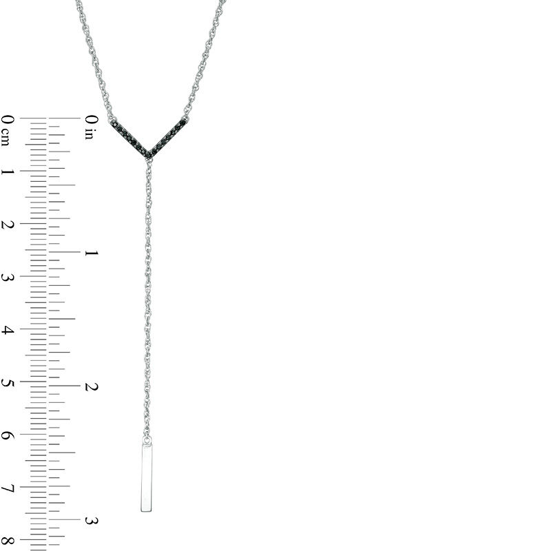 0.18 CT. T.W. Enhanced Black and White Diamond Reversible "Y" Necklace in Sterling Silver - 17.35"