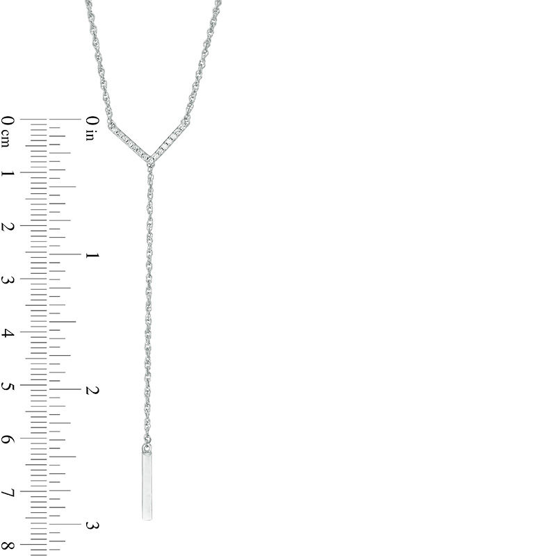 0.18 CT. T.W. Enhanced Black and White Diamond Reversible "Y" Necklace in Sterling Silver - 17.35"