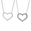 Thumbnail Image 0 of 0.145 CT. T.W. Enhanced Black and White Diamond Reversible Heart Outline Necklace in Sterling Silver - 17.45"