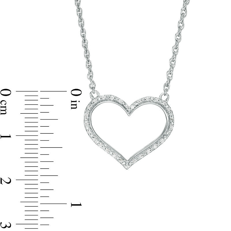 0.145 CT. T.W. Enhanced Black and White Diamond Reversible Heart Outline Necklace in Sterling Silver - 17.45"