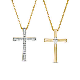 0.23 CT. T.W. Diamond Reversible Cross Pendant in 10K Gold with White Rhodium