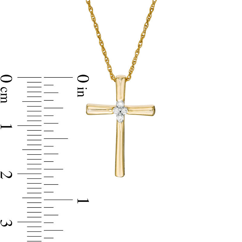 Main Image 3 of 0.23 CT. T.W. Diamond Reversible Cross Pendant in 10K Gold with White Rhodium