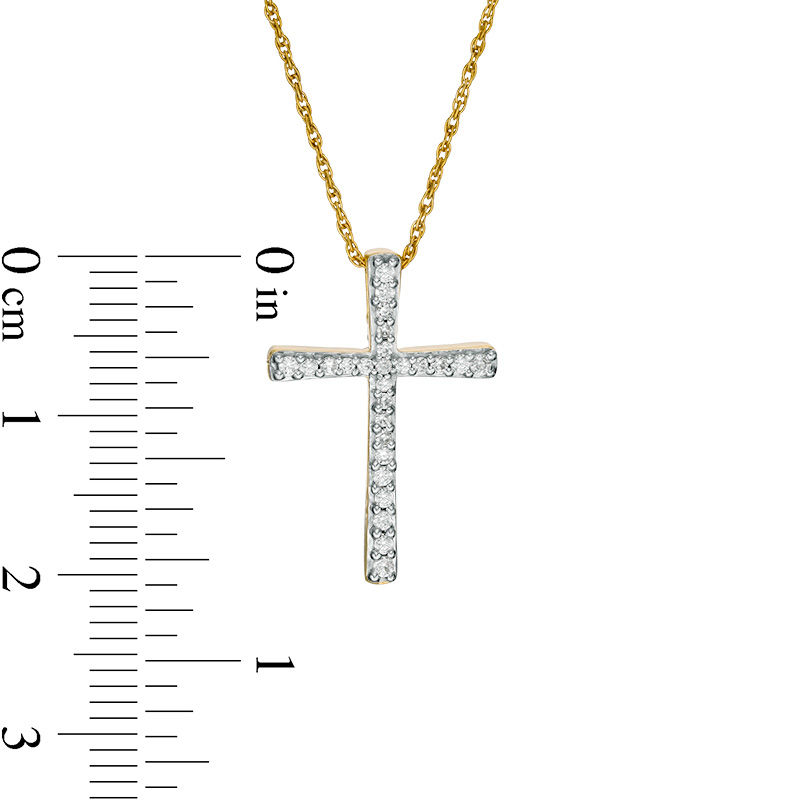 Main Image 4 of 0.23 CT. T.W. Diamond Reversible Cross Pendant in 10K Gold with White Rhodium