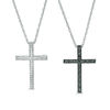 Thumbnail Image 0 of 0.116 CT. T.W. Enhanced Black and White Diamond Reversible Cross Pendant in Sterling Silver with Black Rhodium