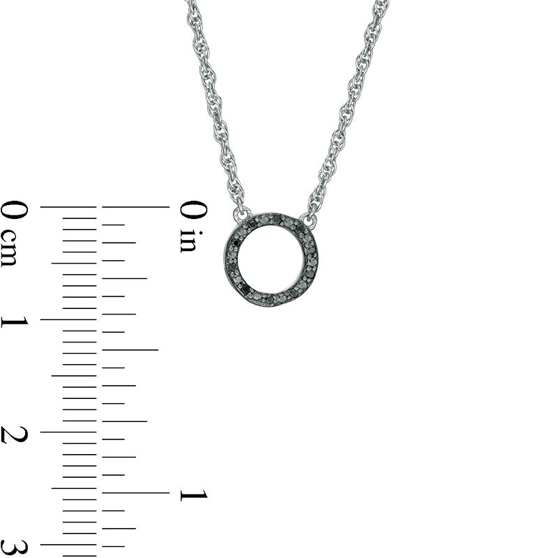 0.086 CT. T.W. Enhanced Black and White Diamond Reversible Circle Outline Necklace in Sterling Silver - 17.8"|Peoples Jewellers