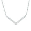 Thumbnail Image 0 of 0.146 CT. T.W. Enhanced Black and White Diamond Reversible Chevron Necklace in Sterling Silver - 16.9"