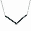 Thumbnail Image 1 of 0.146 CT. T.W. Enhanced Black and White Diamond Reversible Chevron Necklace in Sterling Silver - 16.9"