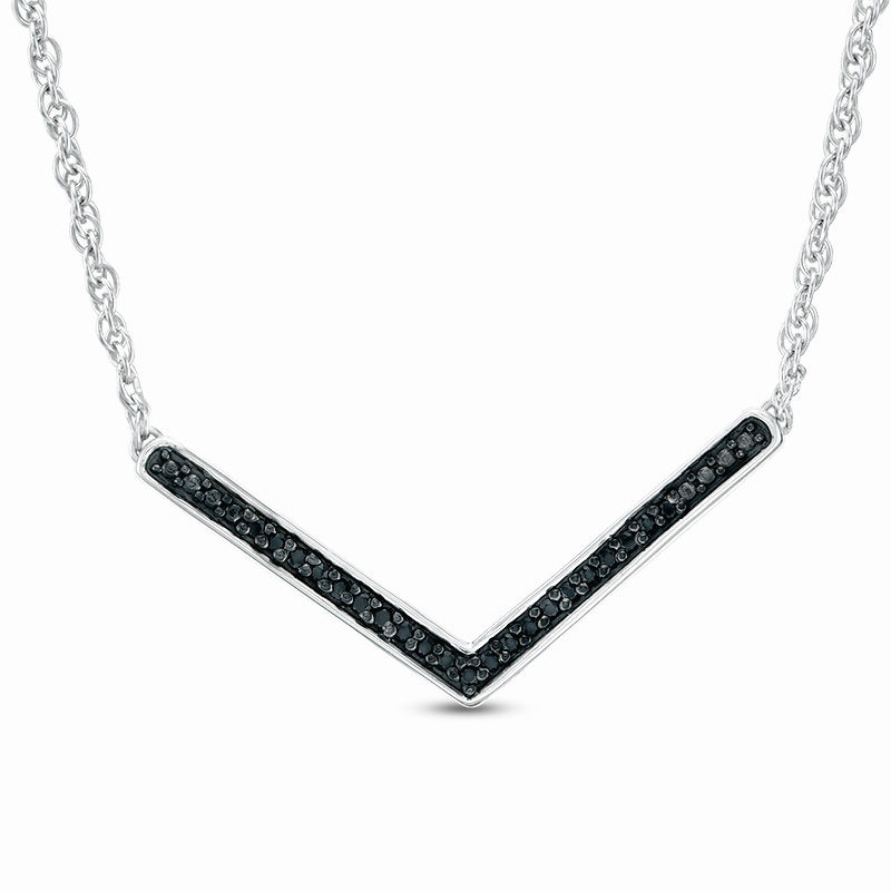 0.146 CT. T.W. Enhanced Black and White Diamond Reversible Chevron Necklace in Sterling Silver - 16.9"|Peoples Jewellers