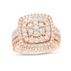 Thumbnail Image 1 of 1.95 CT. T.W. Composite Diamond Cushion Frame Bridal Set in 10K Rose Gold