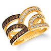 Thumbnail Image 0 of Le Vian Chocolate Diamonds® and Crème Brûlée Diamonds™ 0.97 CT. T.W. Diamond Layered Ribbon Ring in 14K Honey Gold™