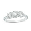 Thumbnail Image 1 of 0.95 CT. T.W. Certified Canadian Diamond Frame Three Stone Engagement Ring in 14K White Gold (I/I1)