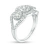 Thumbnail Image 1 of 0.95 CT. T.W. Composite Diamond Three Stone Frame Engagement Ring in Sterling Silver