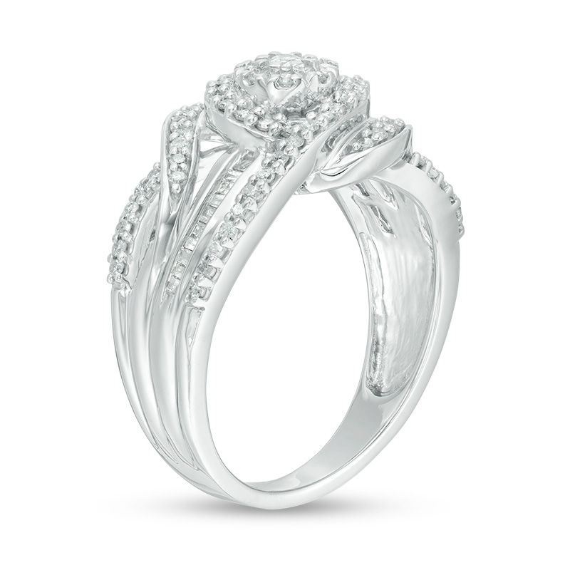 0.45 CT. T.W. Diamond Frame Layered Bypass Ring in Sterling Silver