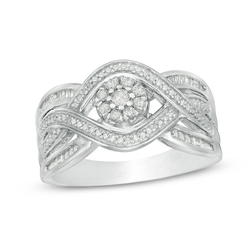 0.29 CT. T.W. Composite Diamond Bypass Promise Ring in Sterling Silver|Peoples Jewellers