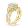 Thumbnail Image 1 of 0.95 CT. T.W. Diamond Double Frame with Tri-Sides Vintage-Style Bridal Set in 10K Gold