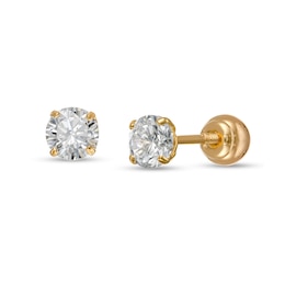 Child's 4.0mm Cubic Zirconia Solitaire and Ball Reversible Stud Earrings in 10K Gold