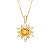 Thumbnail Image 1 of 7.0mm Citrine and Lab-Created White Sapphire Sunburst Pendant in Sterling Silver with 14K Gold Plate