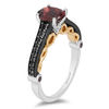 Thumbnail Image 1 of Enchanted Disney Villains Evil Queen Oval Garnet and 0.23 CT. T.W. Diamond Ring in Two-Tone Sterling Silver and 10K Gold