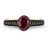 Thumbnail Image 4 of Enchanted Disney Villains Evil Queen Oval Garnet and 0.23 CT. T.W. Diamond Ring in Two-Tone Sterling Silver and 10K Gold