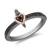Enchanted Disney Villains Evil Queen Garnet and 0.086 CT. T.W. Diamond Ring in Black Sterling Silver and 10K Rose Gold