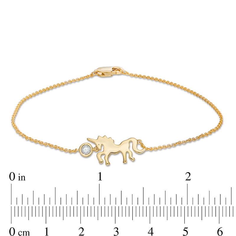 Diamond Accent Unicorn Bracelet in Sterling Silver with 14K Gold Plate -7.5"