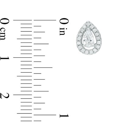 Pear-Shaped Cubic Zirconia Frame Stud Earrings in Sterling Silver