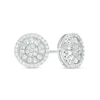 Thumbnail Image 1 of Baguette and Round Cubic Zirconia Frame Stud Earrings in Sterling Silver
