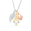 Thumbnail Image 0 of Diamond Accent Wing, Christmas Tree and Heart Charms Pendant in Sterling Silver and 14K Two-Tone Gold Plate