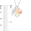 Thumbnail Image 1 of Diamond Accent Wing, Christmas Tree and Heart Charms Pendant in Sterling Silver and 14K Two-Tone Gold Plate