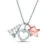 Thumbnail Image 1 of Diamond Accent Bell, Heart Outline and Star Charms Pendant in Sterling Silver and 14K Rose Gold Plate