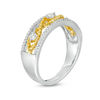 Thumbnail Image 2 of 0.23 CT. T.W. Diamond Three Stone Rope Twist Centre Ring in Sterling Silver and 10K Gold
