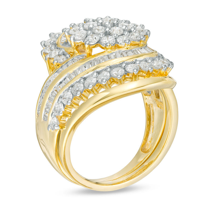 Main Image 2 of 1.95 CT. T.W. Composite Diamond Multi-Row Bypass Bridal Set in 10K Gold