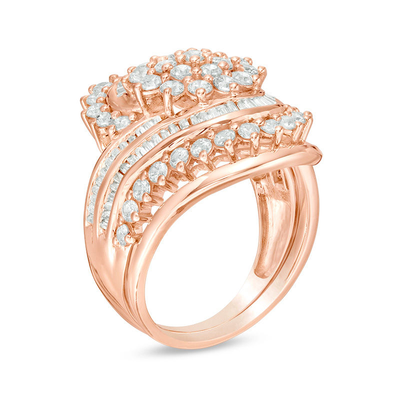 Main Image 2 of 1.95 CT. T.W. Composite Diamond Multi-Row Bypass Bridal Set in 10K Rose Gold