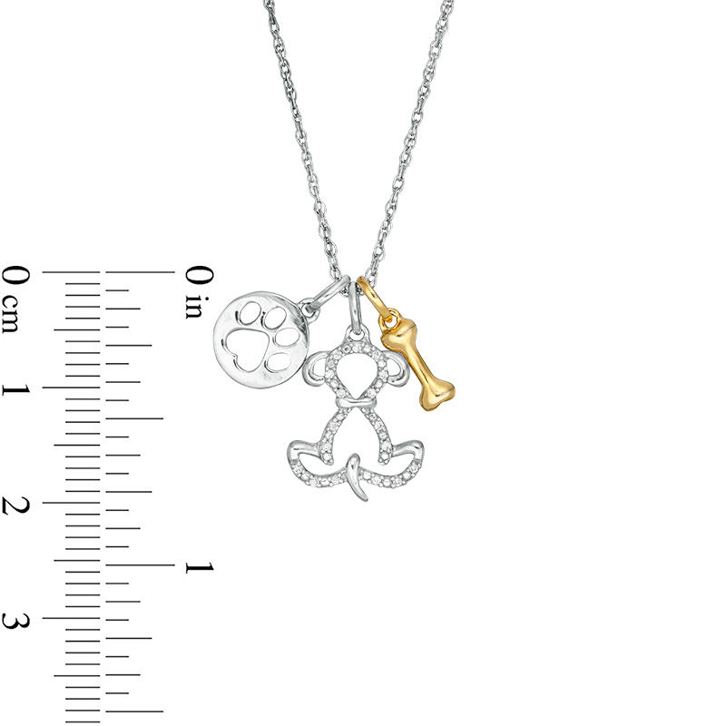 0.04 CT. T.W. Diamond Dog Mom Themed Charm Pendant in Sterling Silver and 14K Gold Plate