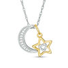 Thumbnail Image 0 of 0.04 CT. T.W. Diamond Crescent Moon and Star Pendant in Sterling Silver and 14K Gold Plate