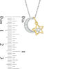 Thumbnail Image 1 of 0.04 CT. T.W. Diamond Crescent Moon and Star Pendant in Sterling Silver and 14K Gold Plate