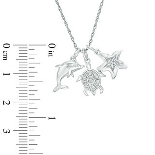 0.04 CT. T.W. Diamond Sea Life Themed Charm Pendant in Sterling Silver
