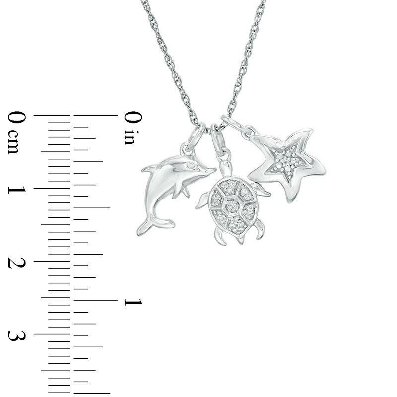 Main Image 2 of 0.04 CT. T.W. Diamond Sea Life Themed Charm Pendant in Sterling Silver