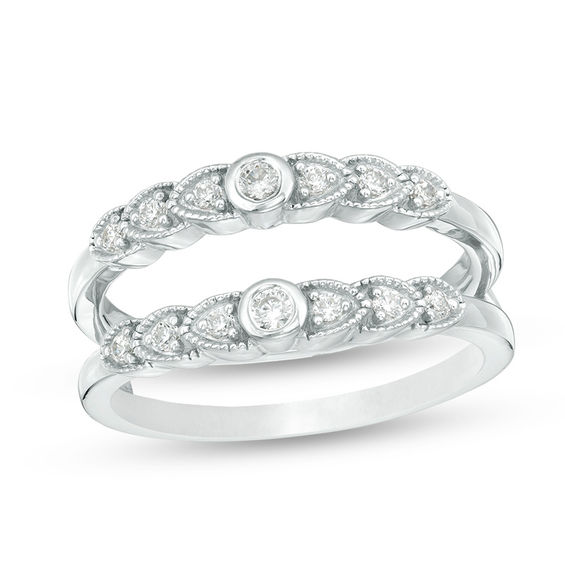 0.18 CT. T.W. Diamond Vintage-Style Ring Solitaire Enhancer in 10K White Gold