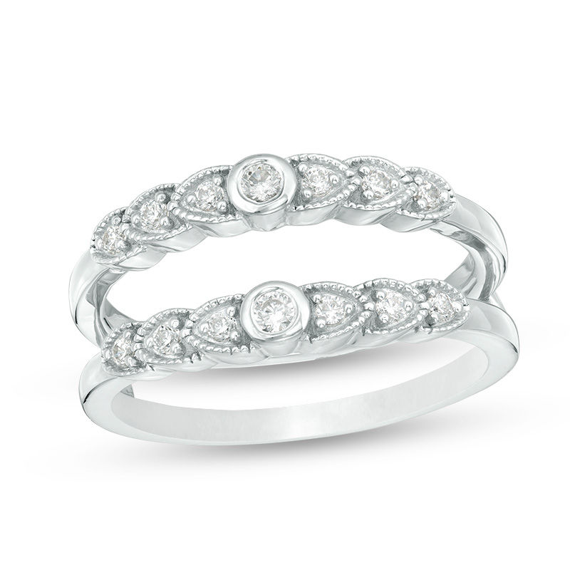 0.18 CT. T.W. Diamond Vintage-Style Ring Solitaire Enhancer in 10K White Gold|Peoples Jewellers