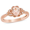 Thumbnail Image 0 of Oval Morganite and Diamond Accent Tri-Sides Vintage-Style Ring in 10K Rose Gold