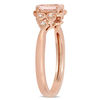 Thumbnail Image 2 of Oval Morganite and Diamond Accent Tri-Sides Vintage-Style Ring in 10K Rose Gold