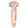 Thumbnail Image 3 of 6.0mm Morganite, White Topaz and 0.10 CT. T.W. Diamond Tri-Sides Bypass Ring in 10K Rose Gold