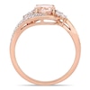 Thumbnail Image 3 of 6.0mm Morganite, White Topaz and 0.10 CT. T.W. Diamond Tri-Sides Bypass Ring in 10K Rose Gold