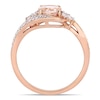 Thumbnail Image 4 of 6.0mm Morganite, White Topaz and 0.10 CT. T.W. Diamond Tri-Sides Bypass Ring in 10K Rose Gold