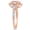 Thumbnail Image 3 of 8.0mm Cushion-Cut Morganite, White Sapphire and 0.06 CT. T.W. Diamond Ornate Frame Ring in 14K Rose Gold