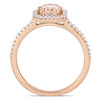 Thumbnail Image 3 of Emerald-Cut Morganite and 0.24 CT. T.W. Diamond Open Octagonal Frame Ring in 14K Rose Gold