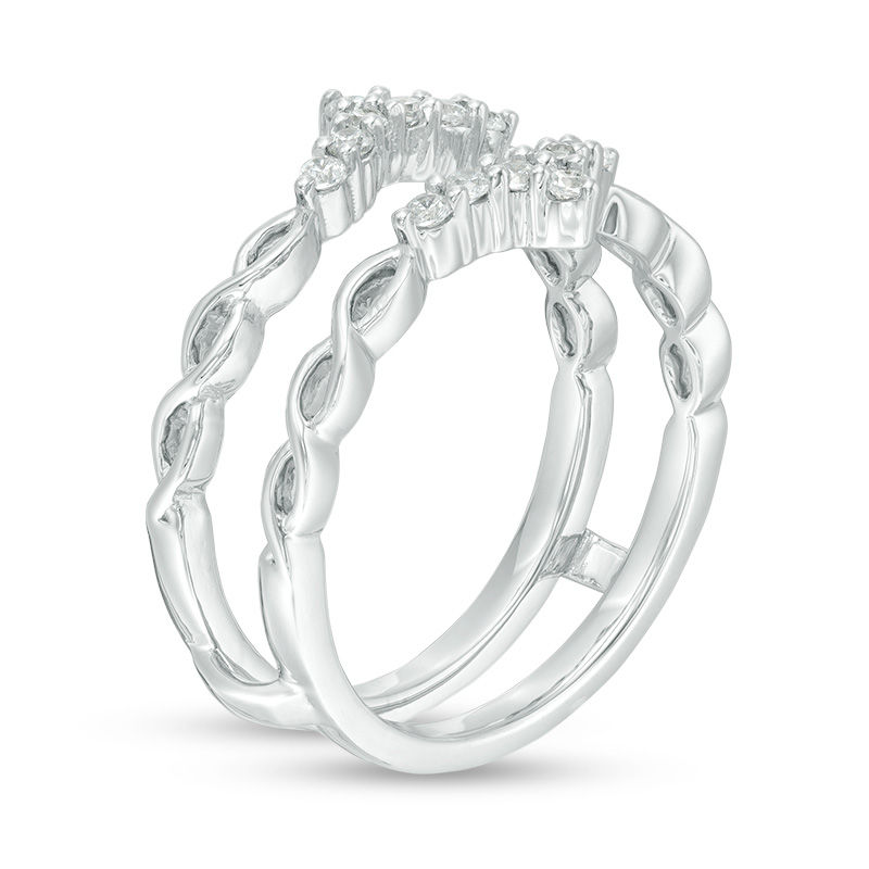 0.18 CT. T.W. Diamond Tiara Ring Solitaire Enhancer in 10K White Gold