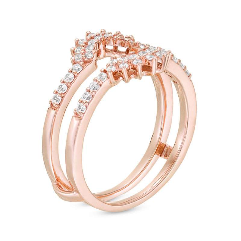 0.29 CT. T.W. Diamond Floral Ring Solitaire Enhancer in 10K Rose Gold