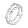 Thumbnail Image 1 of 0.14 CT. T.W. Diamond Criss-Cross Ring Solitaire Enhancer in Sterling Silver